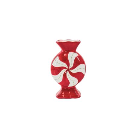 Beauty Home Βάζο “καραμέλα” – Κόκκινο/ Λευκό 12×6,5x20cm