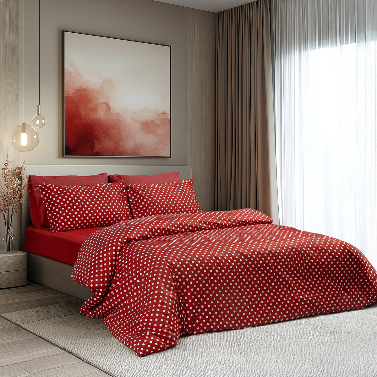 Beauty Home Σετ κουβερλί μονό Art 10101 Fancy 160x230 Κόκκινο