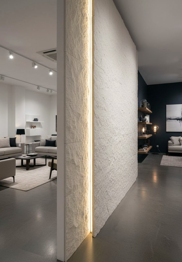PANEL 108010 (ΚΙΒ 10ΤΜΧ) ΕΥΚΑΜΠΤΗΣ ΠΕΤΡΑΣ 600/1200mm ROUGH GRANITE PURE WHITE NewPlan - Image 3