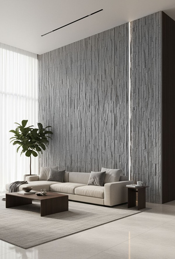 PANEL 111040 (ΚΙΒ 10ΤΜΧ) ΕΥΚΑΜΠΤΗΣ ΠΕΤΡΑΣ 600/1200mm MURETTO STONE LIGHT GREY NewPlan - Image 4