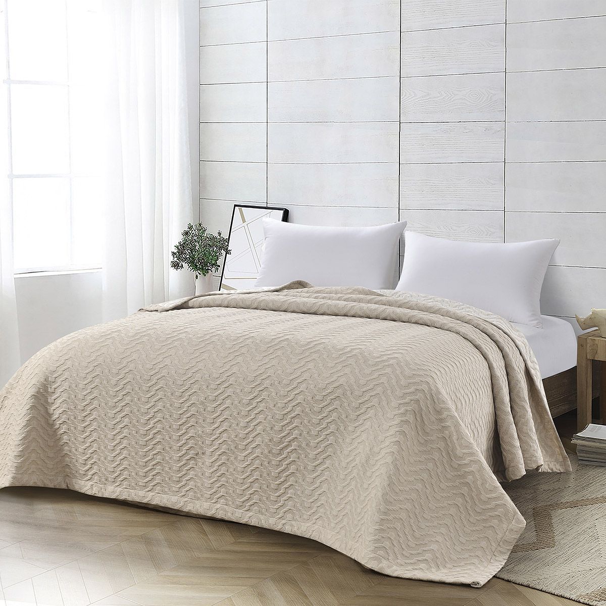 Beauty Home Κουβέρτα ζακάρ King Size Action Art 11174 260x270 Άμμου - Image 2
