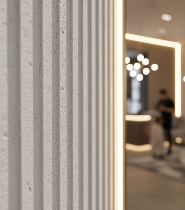 PANEL 113020 (ΚΙΒ 8ΤΜΧ) ΕΥΚΑΜΠΤΗΣ ΠΕΤΡΑΣ 600/1200mm RIPPLE BOARD BEIGE WHITE NewPlan - Image 3