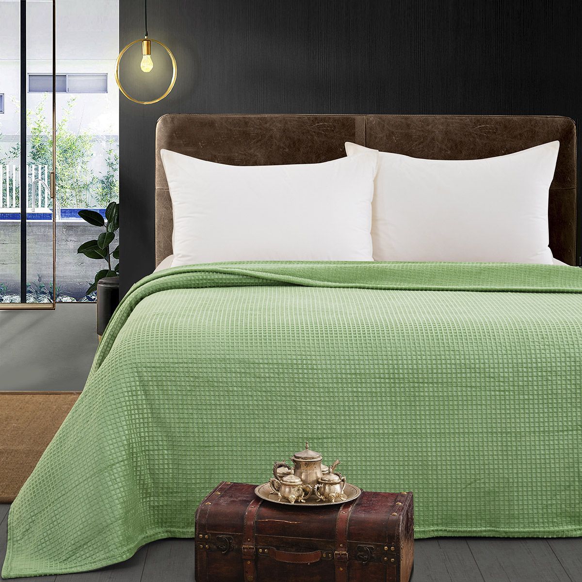 Beauty Home Κουβέρτα μονόχρωμη υπέρδιπλη Fleece Art 11552 220x240 Πράσινο