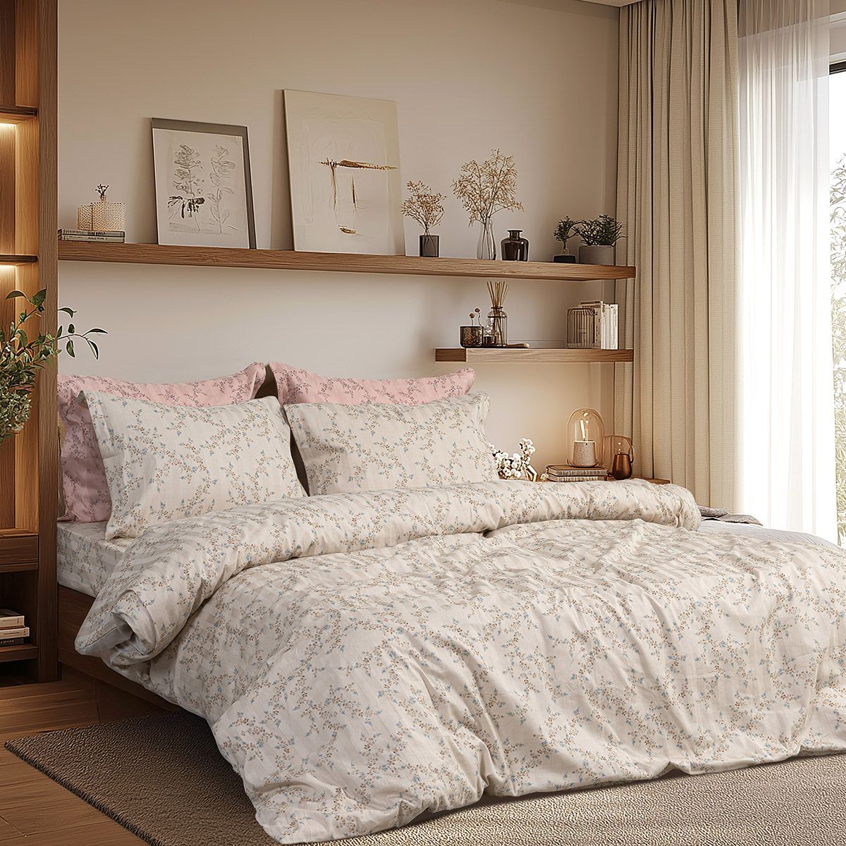 Beauty Home Σετ πάπλωμα υπέρδιπλο Art 12215 Nova 100% Βαμβακοσατέν 300tc 220x240 Άμμου