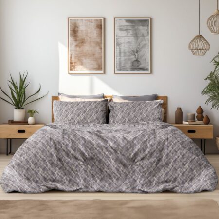 Beauty Home Σετ σεντόνια φανελένια μονά με λάστιχο Leonardo Art 12333 105x200+32 Γκρι
