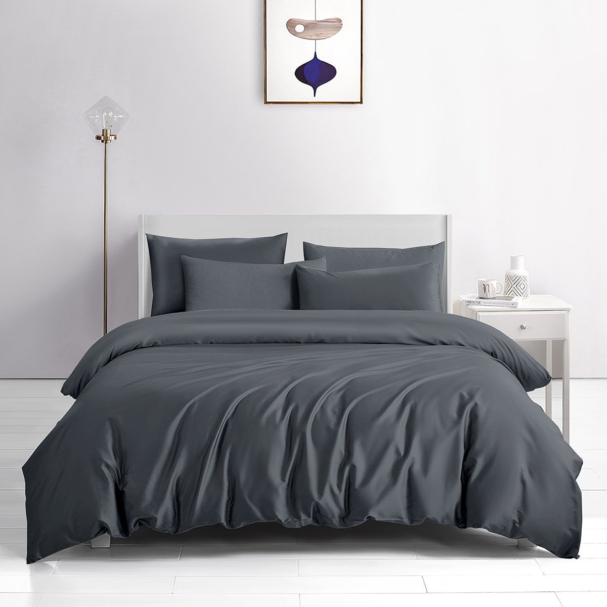 Beauty Home Σετ παπλωματοθήκη υπέρδιπλη Bamboo 300tc Art 12350 Midnight Charm 240x260 Ανθρακί