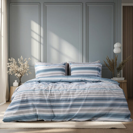 Beauty Home Σετ Πάπλωμα υπέρδιπλο Moments Αrt 12561 220x240 Σιέλ,Γκρι