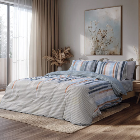Beauty Home Σετ κουβερλί υπέρδιπλο Moments Αrt 12571 220x240 Λαδί,Σιέλ