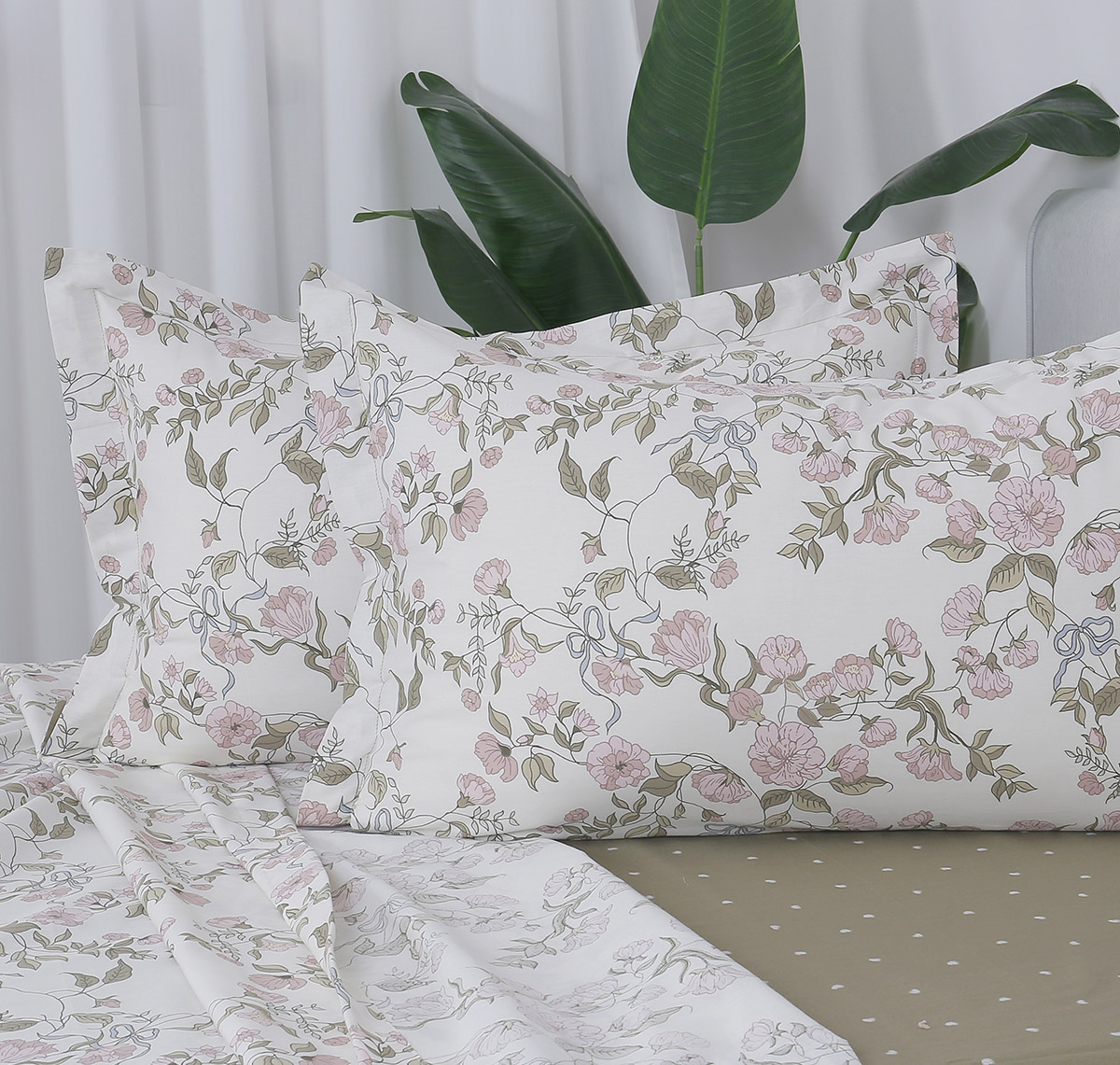 Beauty Home Σετ σεντόνια υπέρδιπλα με λάστιχο Memories Art 12675 165x200+30 Μπεζ,Ροζ - Image 2