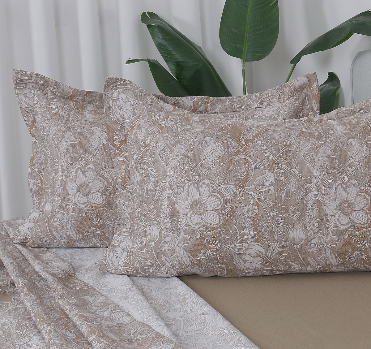Beauty Home Σετ σεντόνια υπέρδιπλα με λάστιχο Memories Art 12680 165x200+30 Μόκα - Image 2
