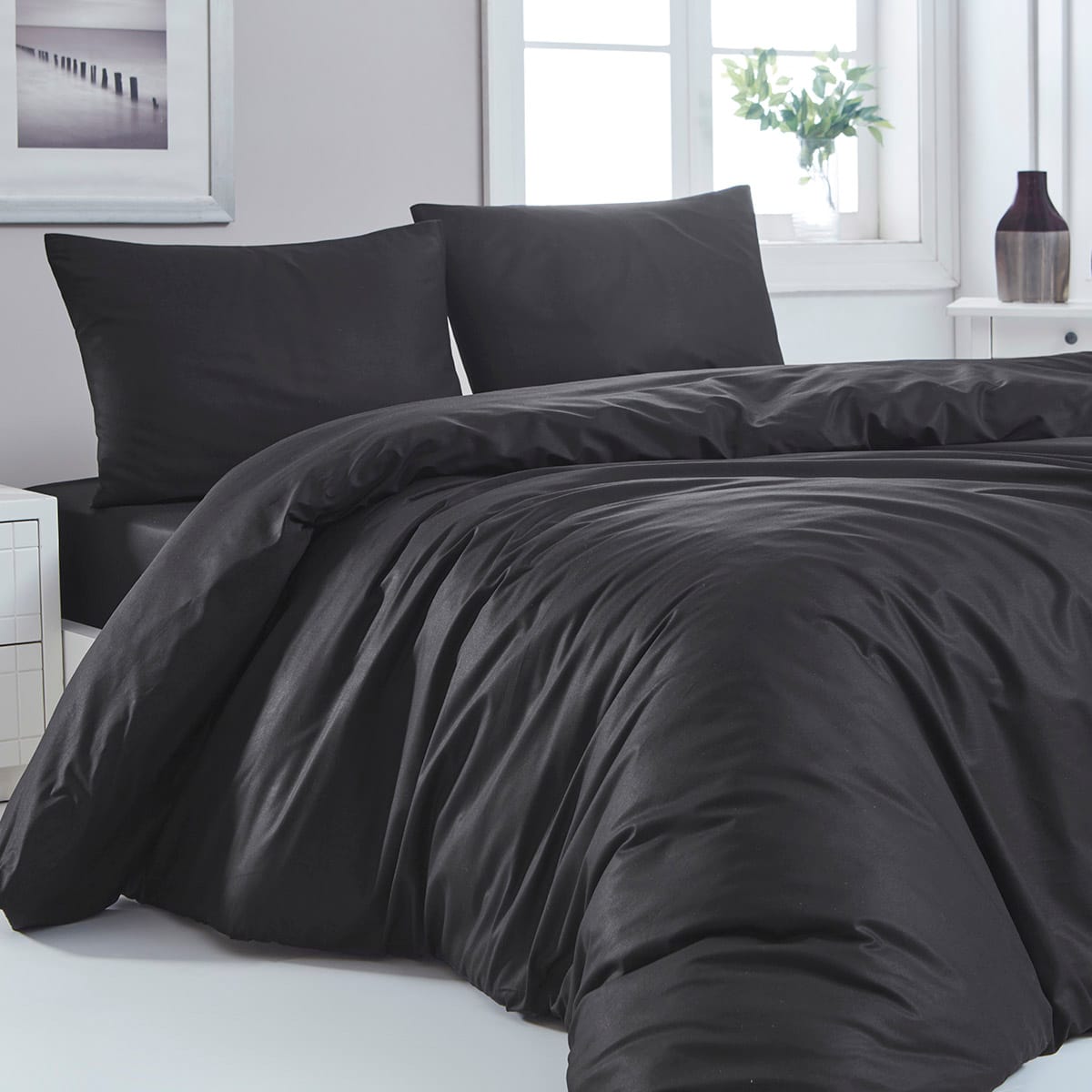 Beauty Home Παπλωματοθήκη μονή μονόχρωμη Art 1999 170x250 Μαύρο