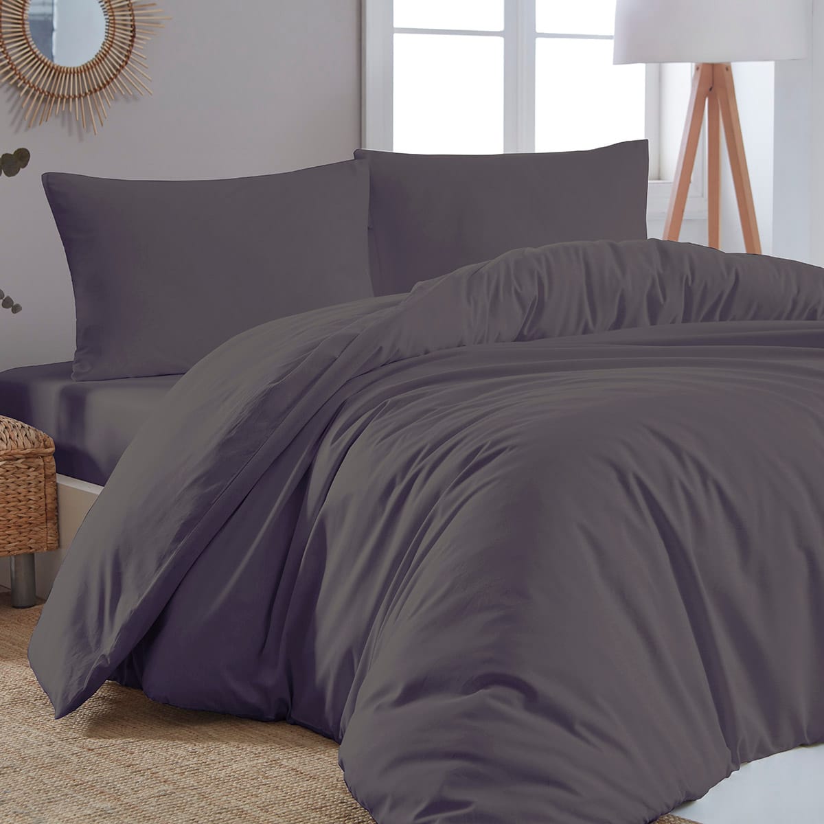 Beauty Home Παπλωματοθήκη υπέρδιπλη μονόχρωμη Art 1999 230x250 Καφέ