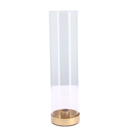 Beauty Home Κηροπήγιο Jeanne από γυαλί και μέταλλο χρυσό Ø7,5x30cm