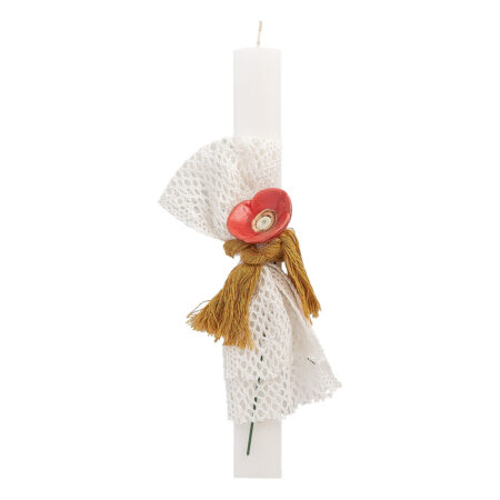 Beauty Home ΛΑΜΠΑΔΑ ΛΕΥΚΗ 33cm ΚΕΡΑΜΙΚΗ ΠΑΠΑΡΟΥΝΑ ΚΟΚΚΙΝΗ