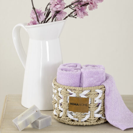 Καλαθάκι  με 5 τεμάχια Λαβέτες - Bamboo Calm Pink