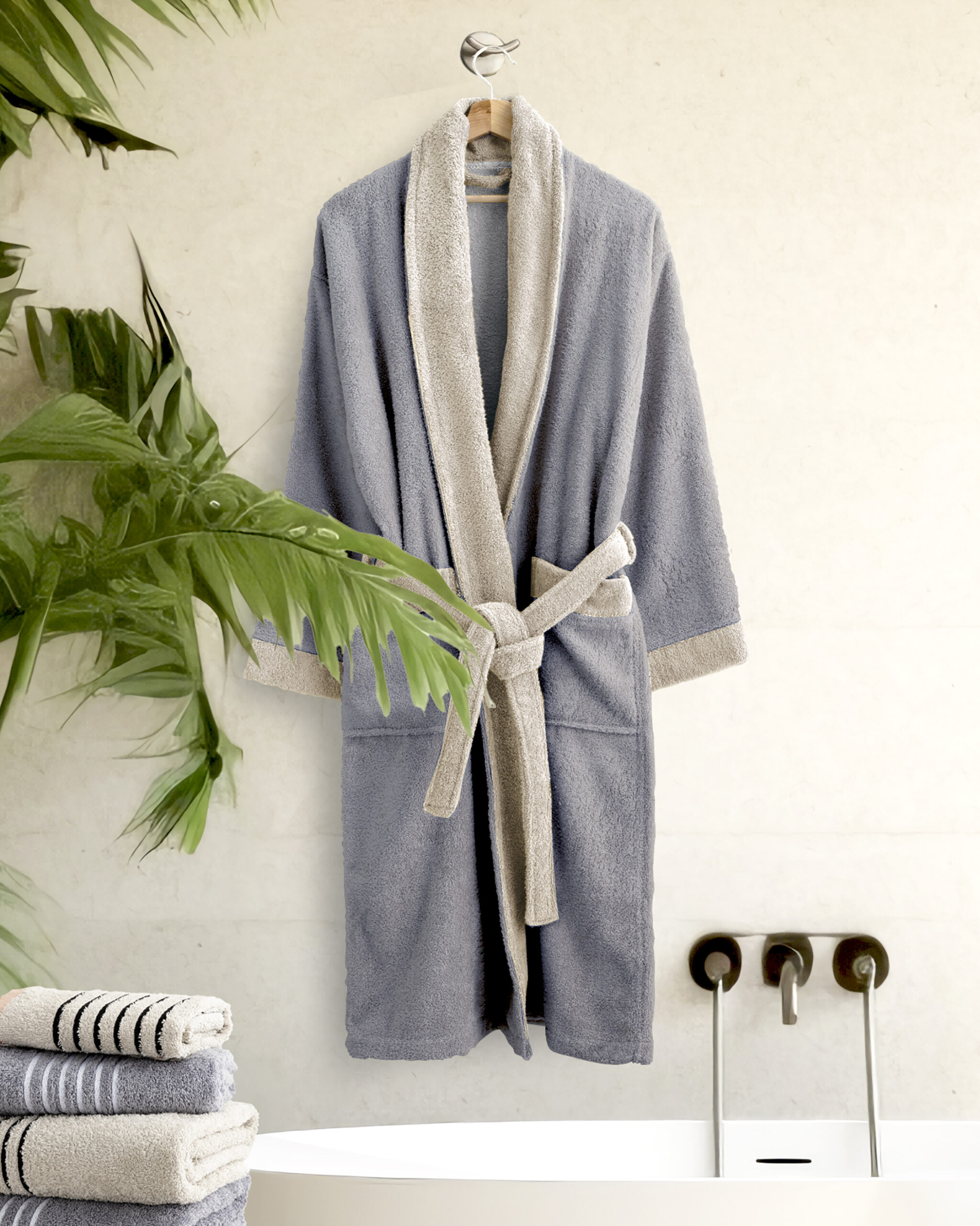 Μπουρνούζι Ease - Large - Gray / Sand Beige