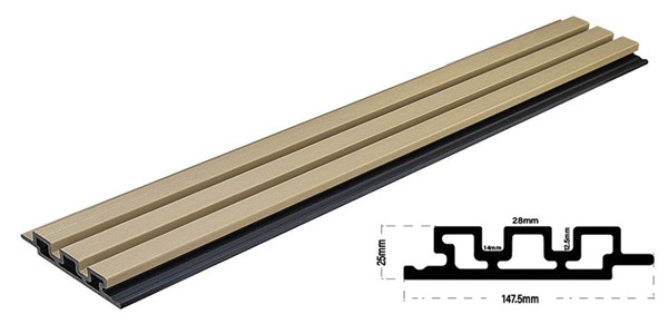 WPC PANEL 2ης ΓΕΝΙΑΣ ΜΕ 3D ΠΗΧΑΚΙΑ 25/147.5mm LIGHT OAK 5550 NewPlan - Image 3
