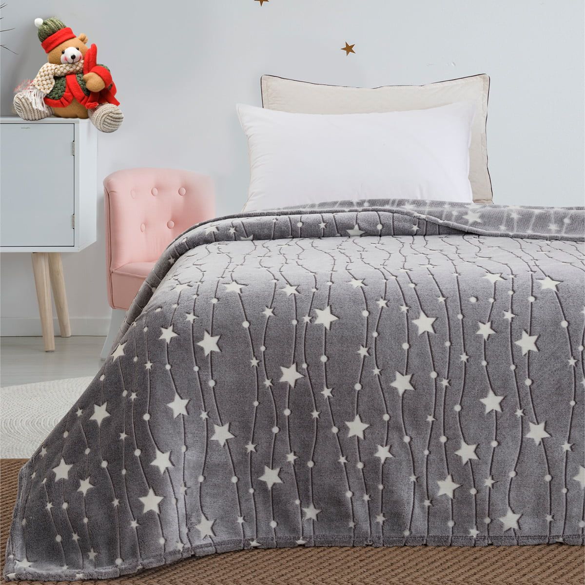 Beauty Home Κουβέρτα μονή φωσφορίζουσα Flash Art 6136 160x220 Γκρι - Image 2