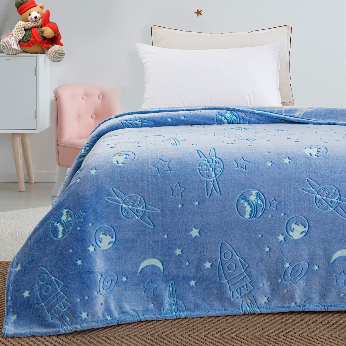 Beauty Home Κουβέρτα μονή φωσφορίζουσα Flash Art 6139 160x220 Γαλάζιο - Image 2