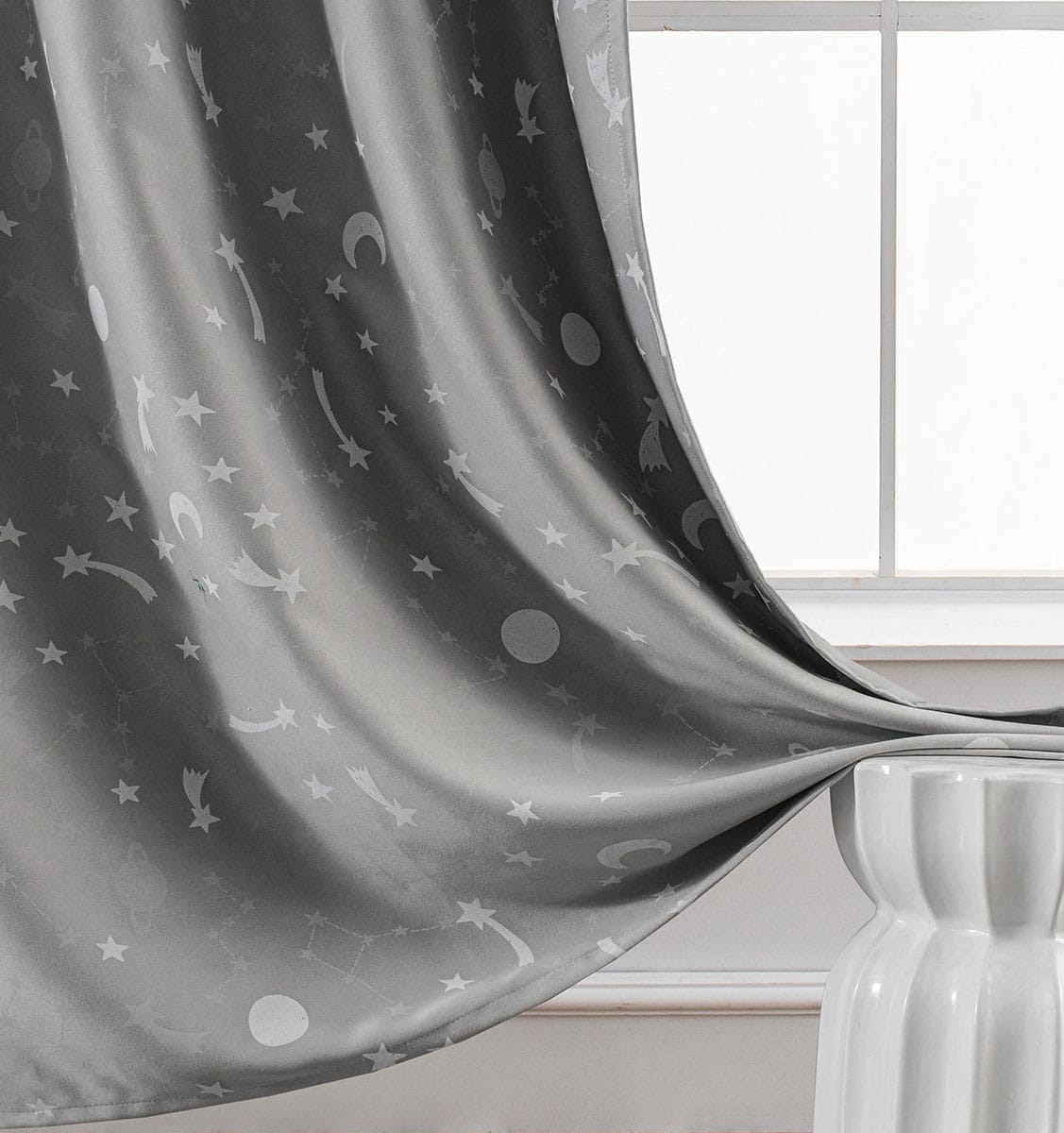 Beauty Home Κουρτίνα φωσφορίζουσα με τρέσα Art 6141 140x270 Γκρι - Image 2