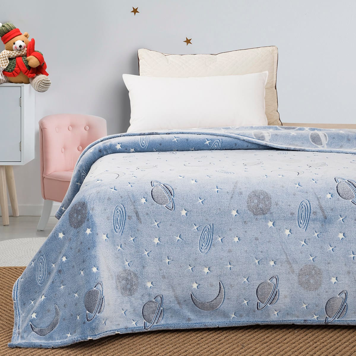 Beauty Home Κουβέρτα μονή φωσφορίζουσα Flash Art 6250 160x220 Γαλάζιο - Image 2