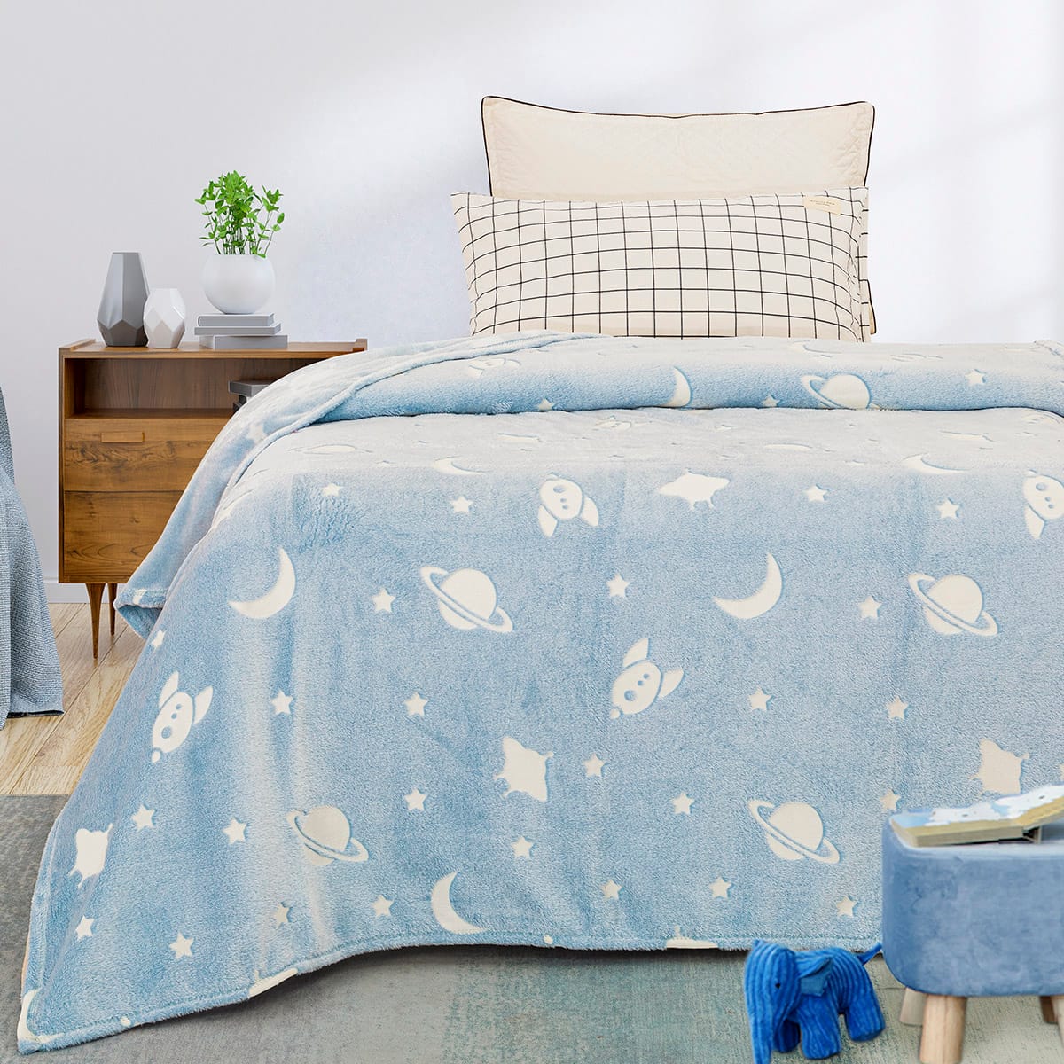 Beauty Home Κουβέρτα μονή φωσφορίζουσα Flash Art 6253 160x220 Γαλάζιο - Image 2
