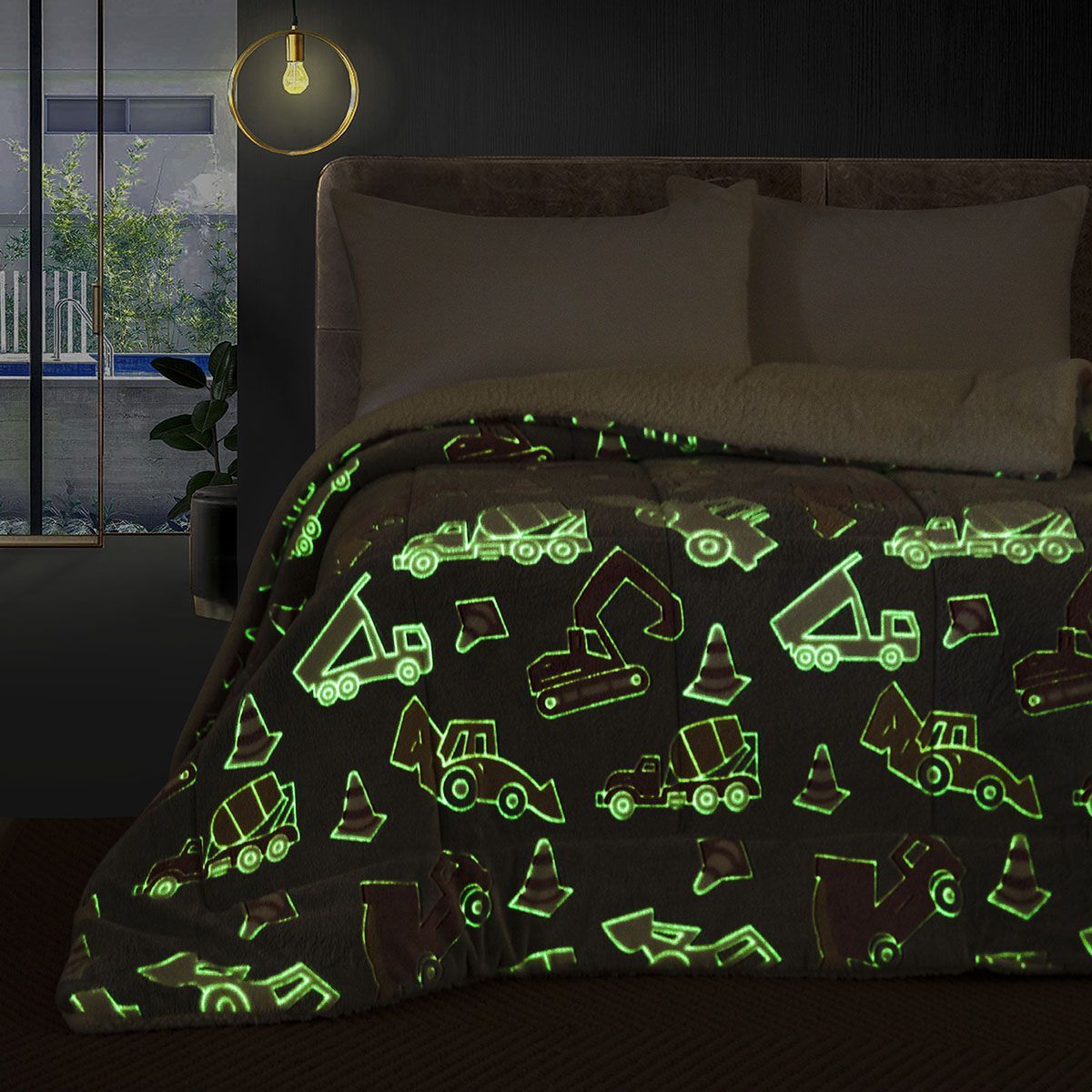 Beauty Home Κουβερτοπάπλωμα μονό φωσφοριζέ Glow Art 6269 160x220 Γκρι - Image 3