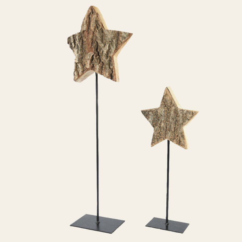 Beauty Home ΑΣΤΕΡΙΑ ΞΥΛΙΝΑ ΜΕ ΒΑΣΗ ΣΕΤ 2 ΤΜΧ 35 CM – 55 CM - Image 2