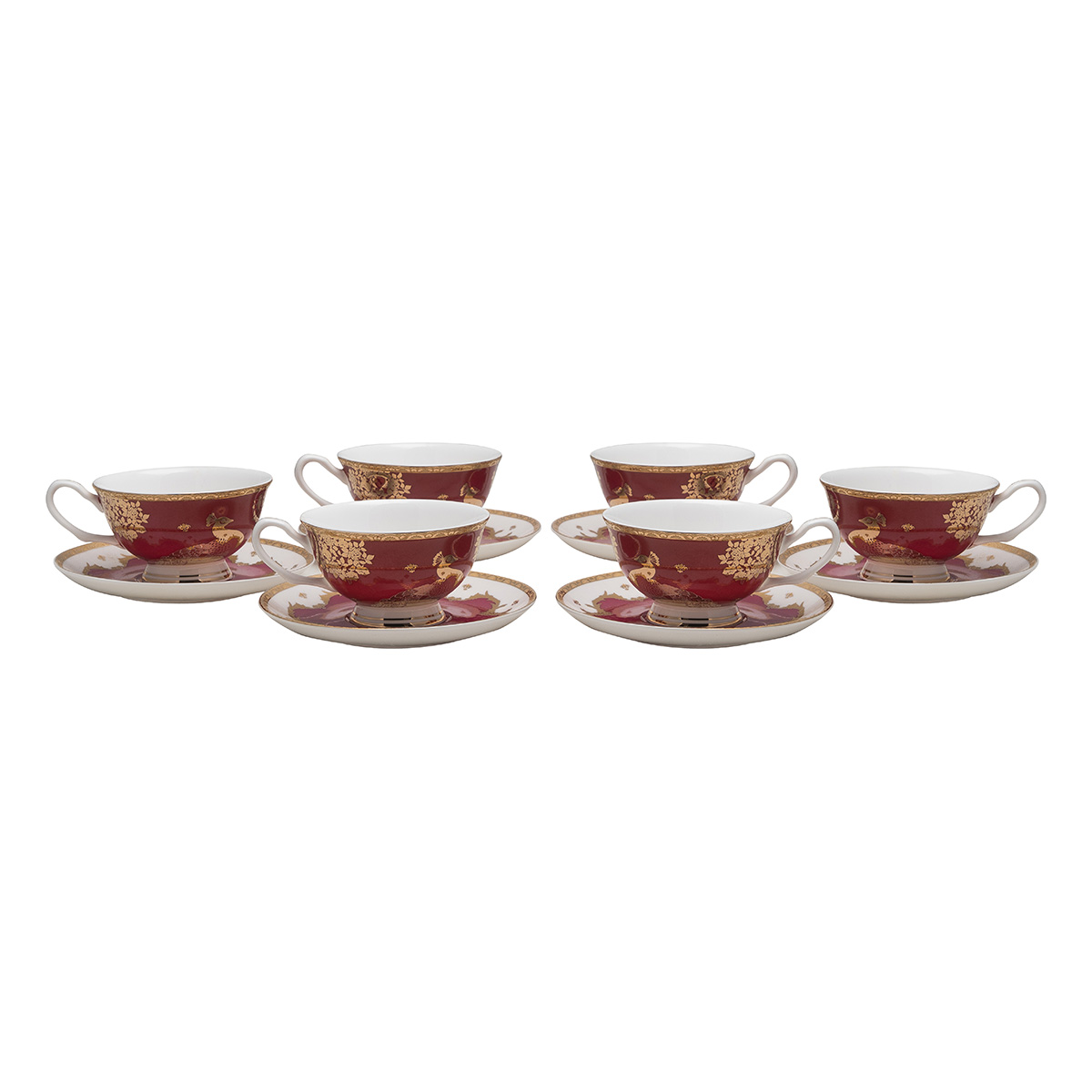 Beauty Home Σετ φλυτζάνια τσαγιού πορσελάνης 12τμχ Eternal Art 7716 Μπορντό