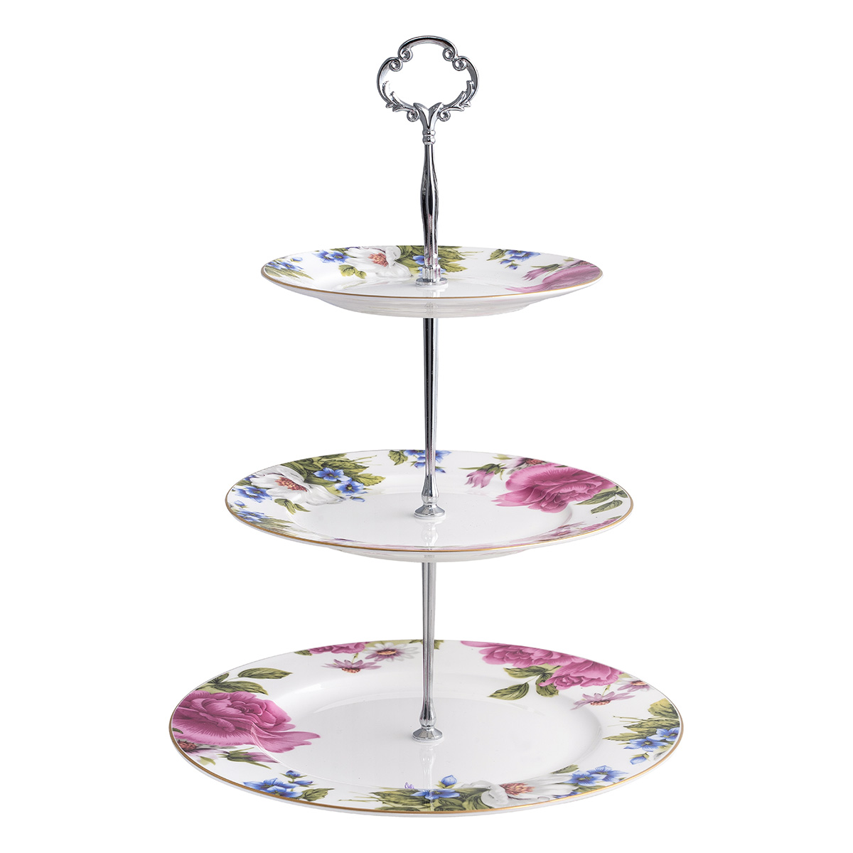 Beauty Home Ταρτιέρα τριόροφη πορσελάνης Eternal Art 7719 Σχέδιο Λουλούδι - Image 2
