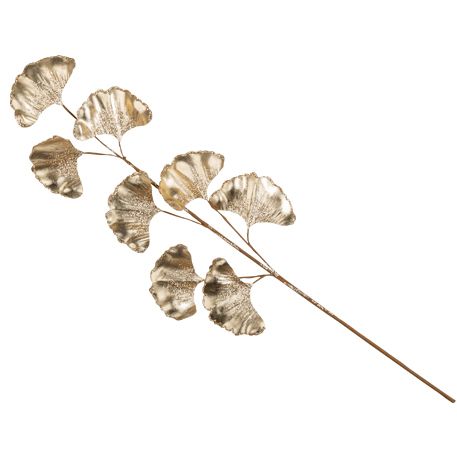 Beauty Home ΚΛΑΔΙ GINKGO ΣΕΤ  ΧΡΥΣΟ ΜΕ ΓΚΛΙΤΕΡ 53CM