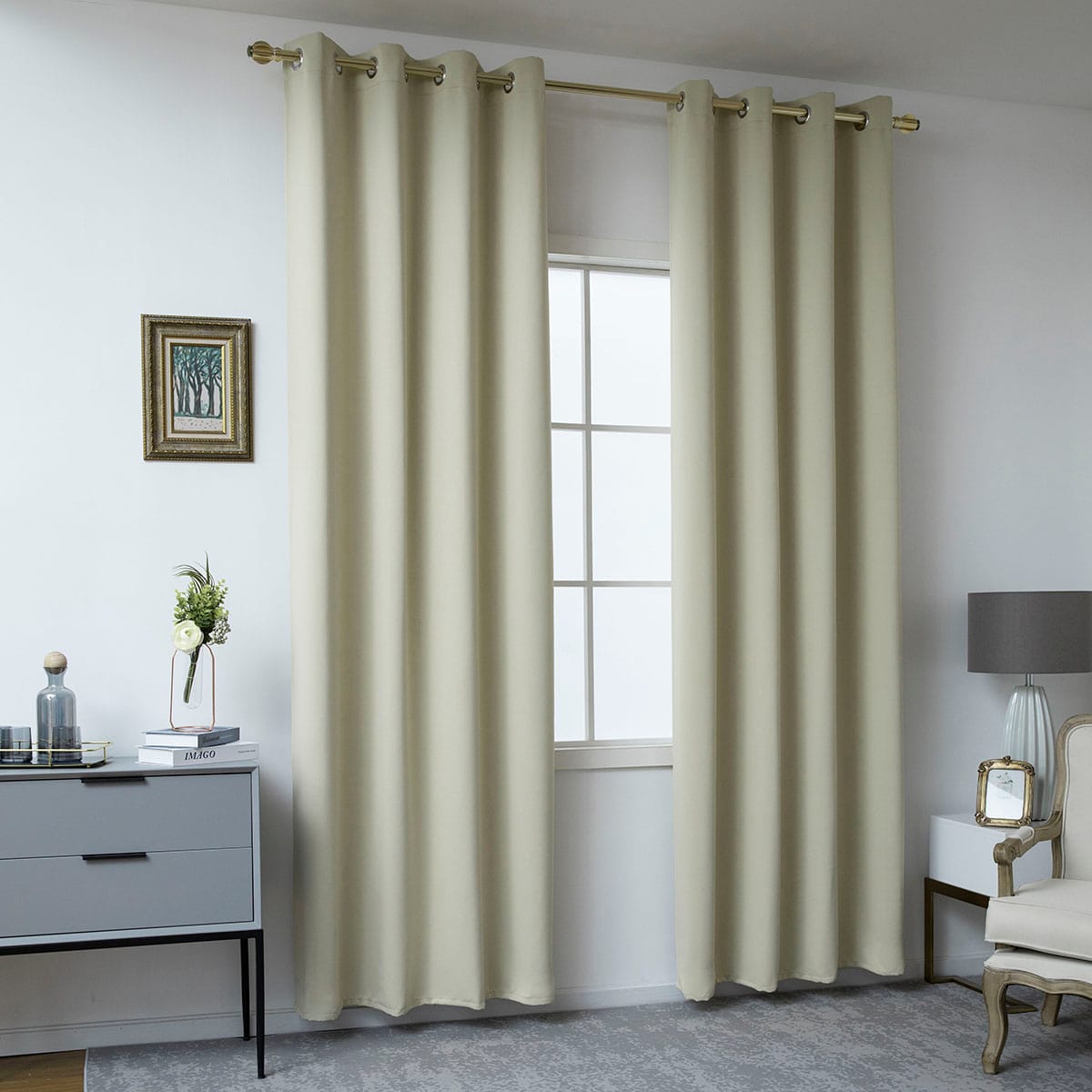 Beauty Home Κουρτίνα Blackout σκίασης με 8 κρίκους Ideal Art 8400 140x270 Μπεζ - Image 2