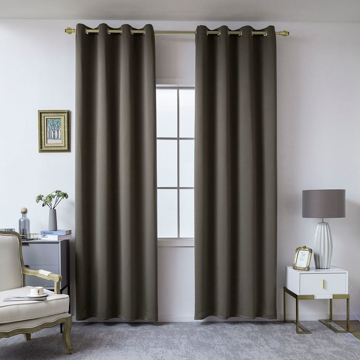 Beauty Home Κουρτίνα Blackout σκίασης με 8 κρίκους Ideal Art 8400 140x270 Καφέ
