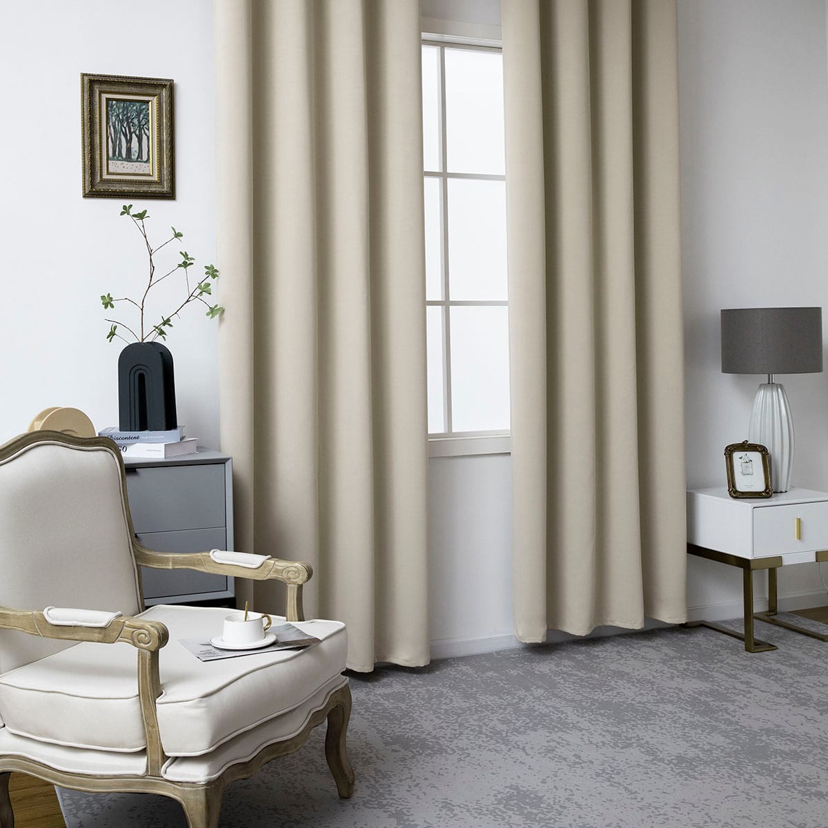Beauty Home Κουρτίνα Blackout σκίασης με 8 κρίκους Ideal Art 8400 140x270 Άμμου - Image 2