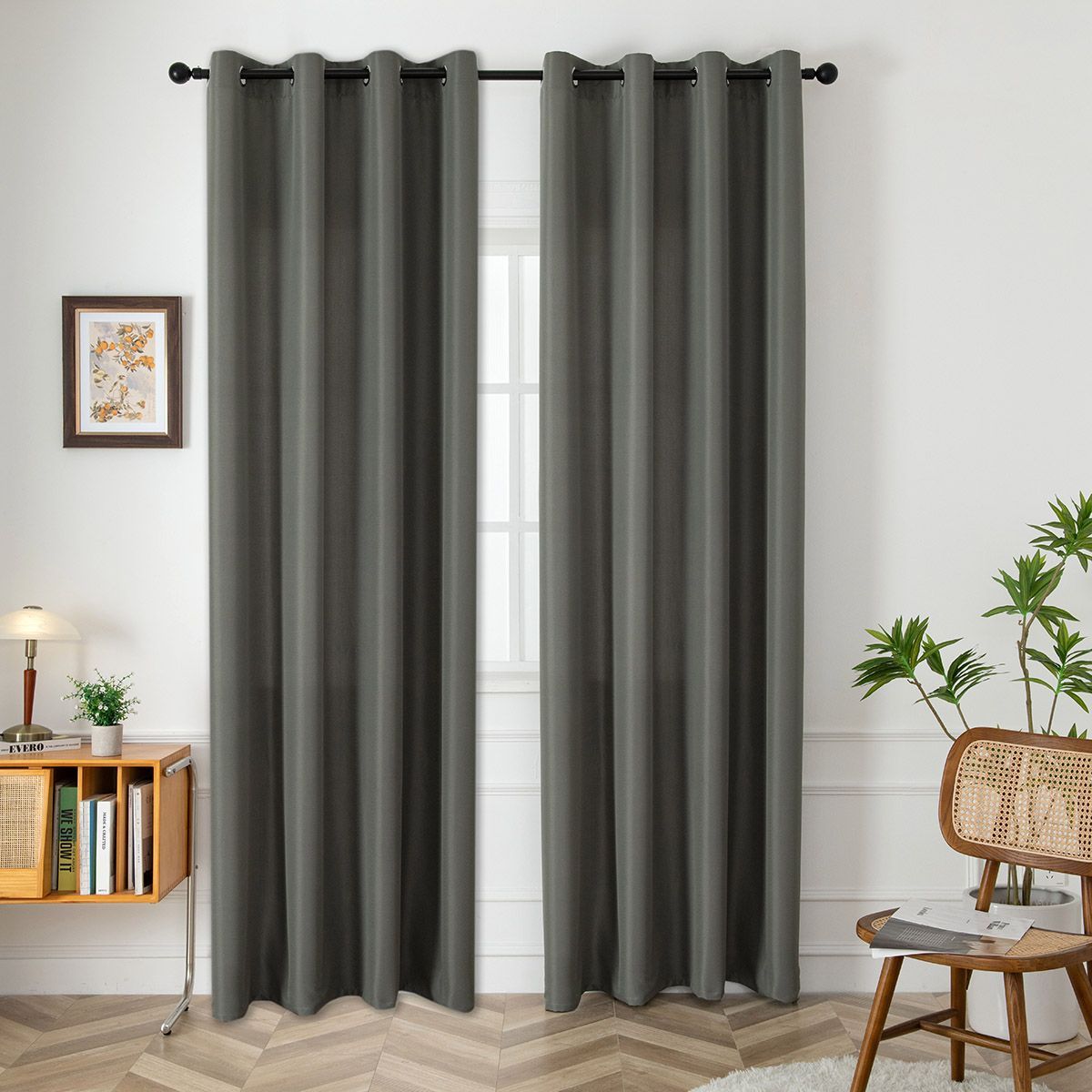 Beauty Home Κουρτίνα μεσαίας σκίασης με 8 μεταλλικούς κρίκους Effect Art 8443 140x270 Ανθρακί