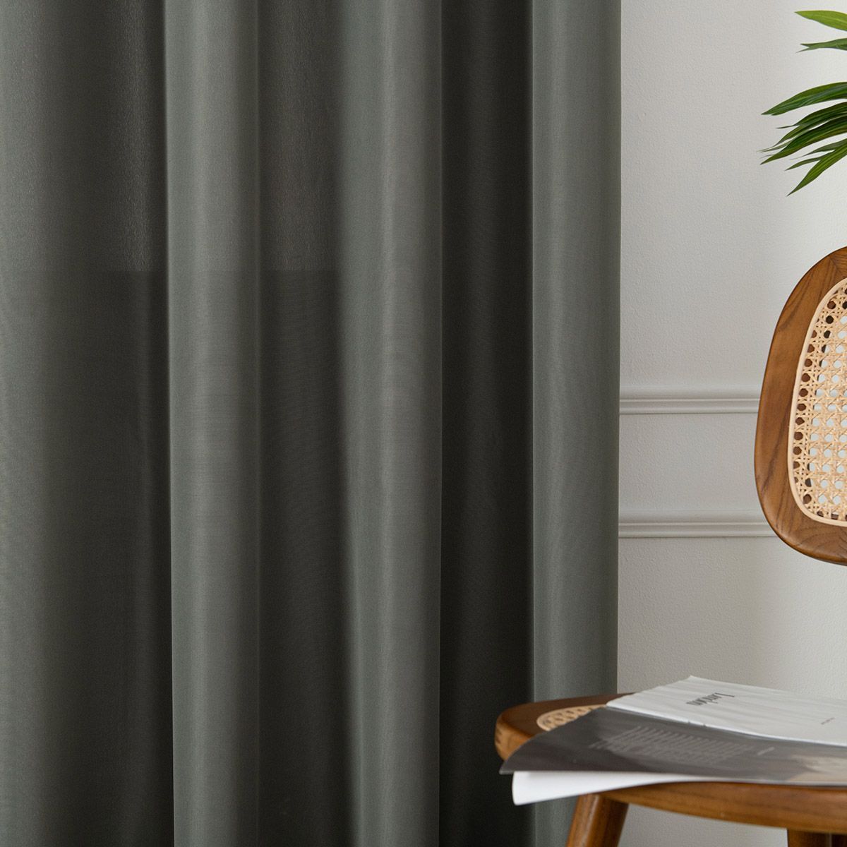 Beauty Home Κουρτίνα μεσαίας σκίασης με 8 μεταλλικούς κρίκους Effect Art 8443 140x270 Ανθρακί - Image 3