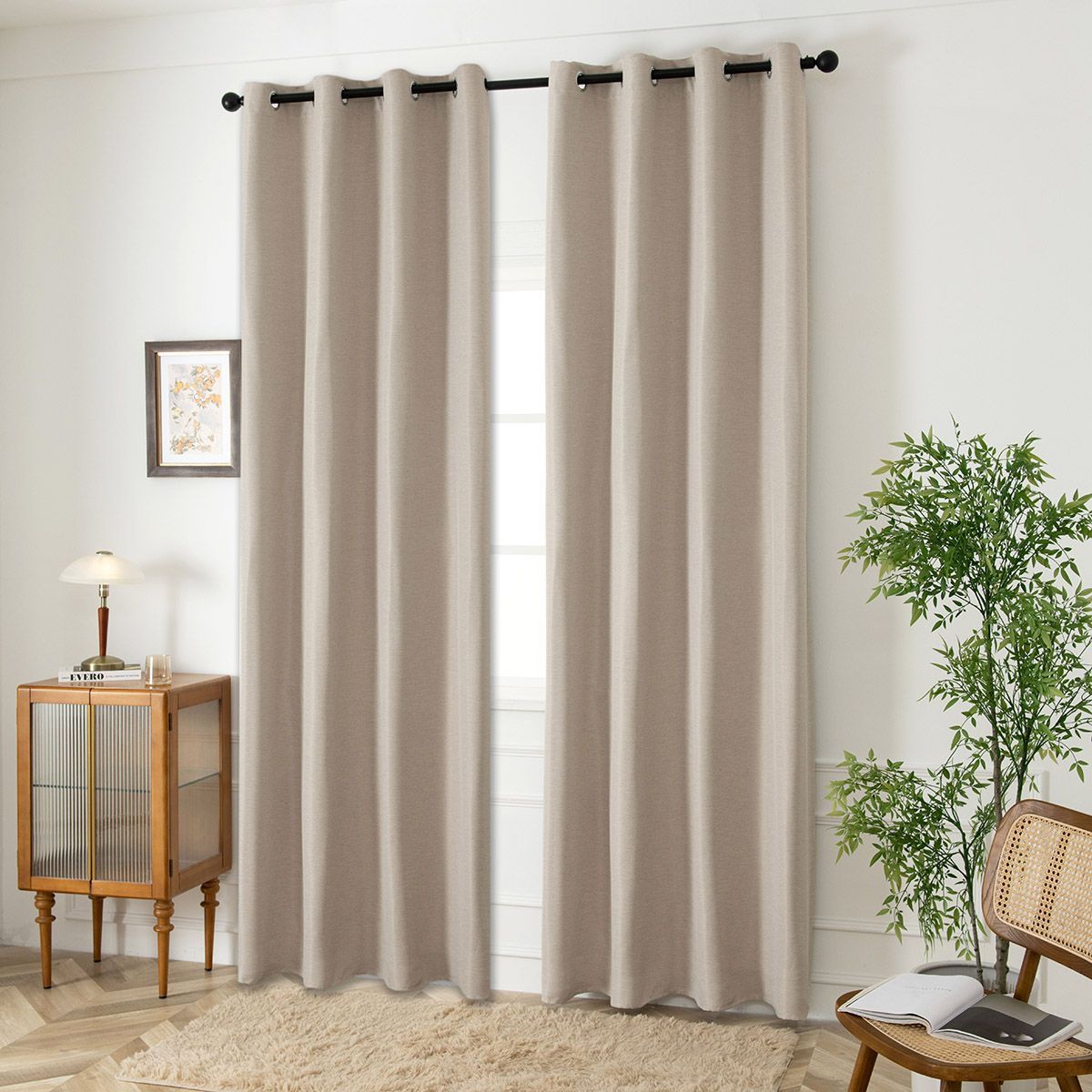 Beauty Home Κουρτίνα Blackout Jacquard σκίασης με 8 μεταλλικούς κρίκους Glare Art 8444 140x270 Μπεζ - Image 2