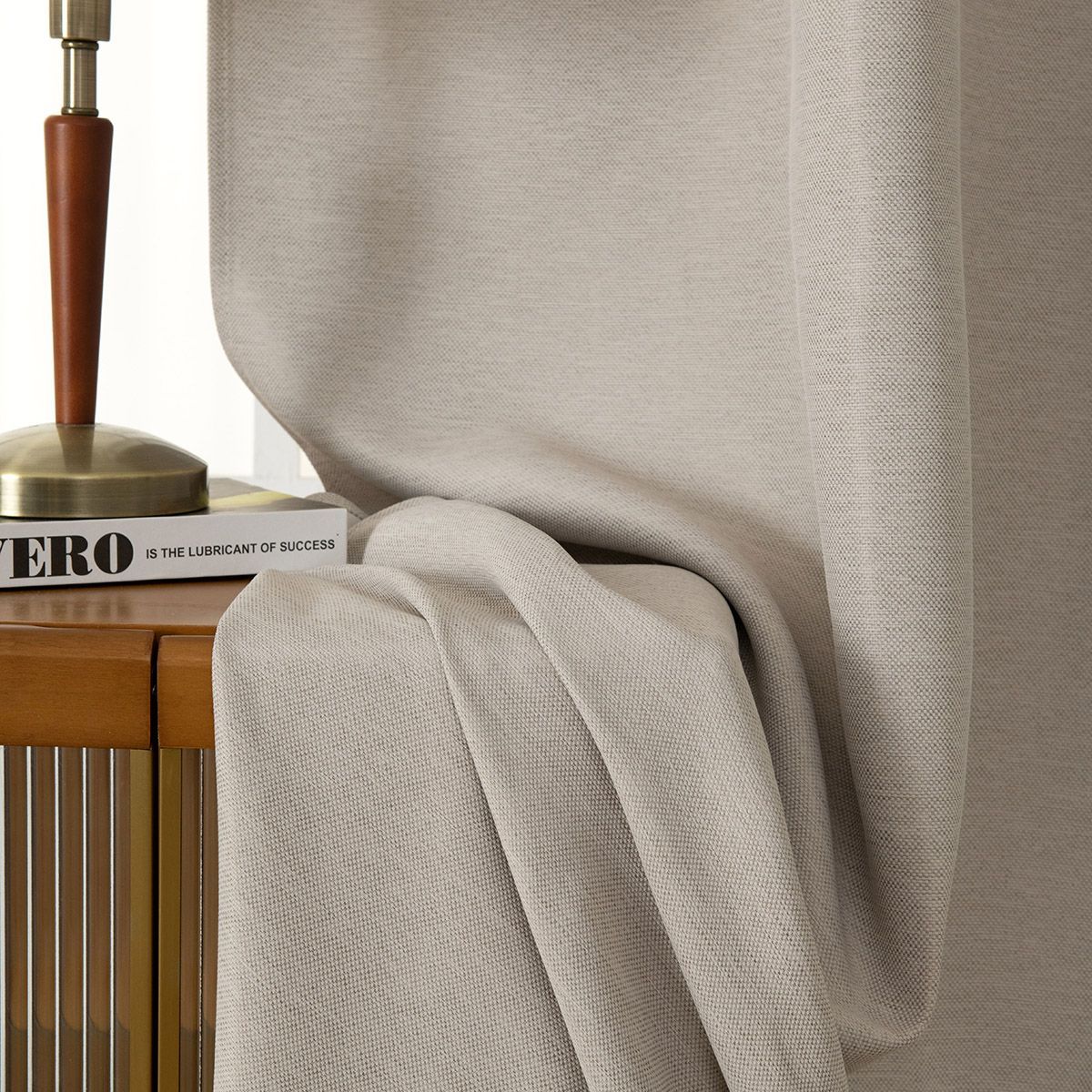 Beauty Home Κουρτίνα Blackout Jacquard σκίασης με 8 μεταλλικούς κρίκους Glare Art 8444 140x270 Μπεζ - Image 11