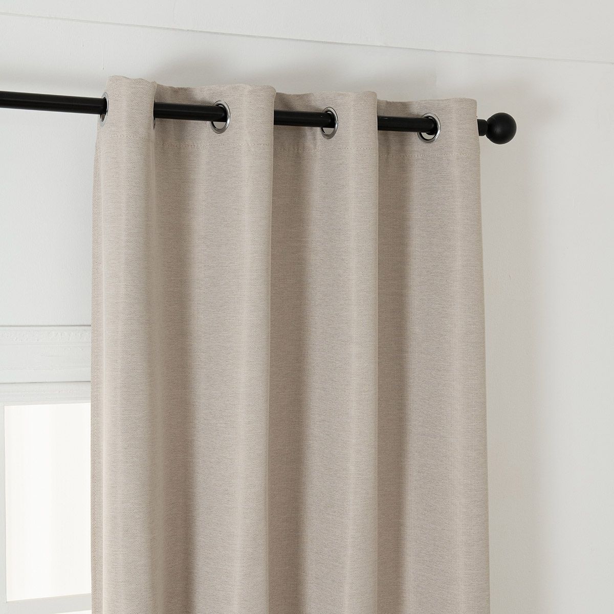 Beauty Home Κουρτίνα Blackout Jacquard σκίασης με 8 μεταλλικούς κρίκους Glare Art 8444 140x270 Μπεζ - Image 5