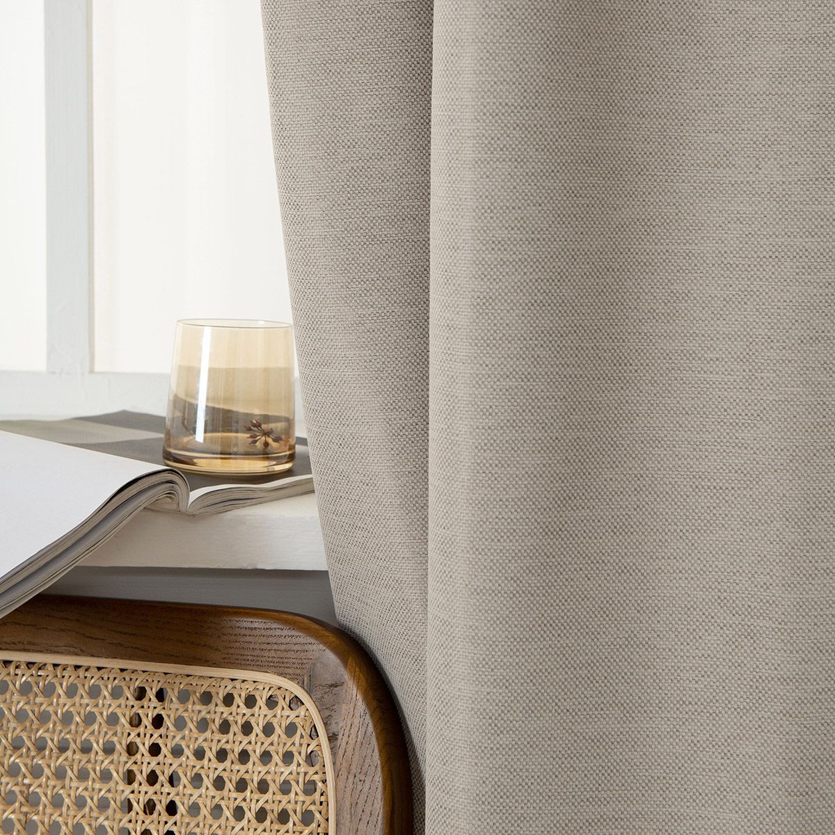 Beauty Home Κουρτίνα Blackout Jacquard σκίασης με 8 μεταλλικούς κρίκους Glare Art 8444 140x270 Μπεζ - Image 6