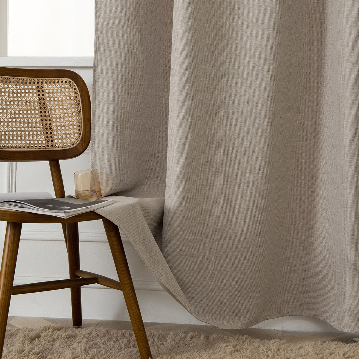 Beauty Home Κουρτίνα Blackout Jacquard σκίασης με 8 μεταλλικούς κρίκους Glare Art 8444 140x270 Μπεζ - Image 8