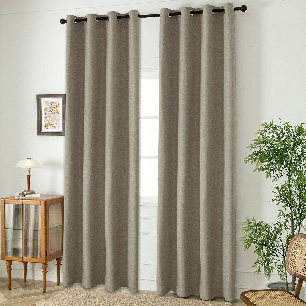 Beauty Home Κουρτίνα Blackout Jacquard σκίασης με 8 μεταλλικούς κρίκους Glare Art 8444 140x270 Άμμου - Image 2