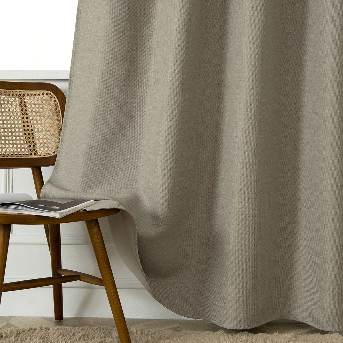 Beauty Home Κουρτίνα Blackout Jacquard σκίασης με 8 μεταλλικούς κρίκους Glare Art 8444 140x270 Άμμου - Image 9