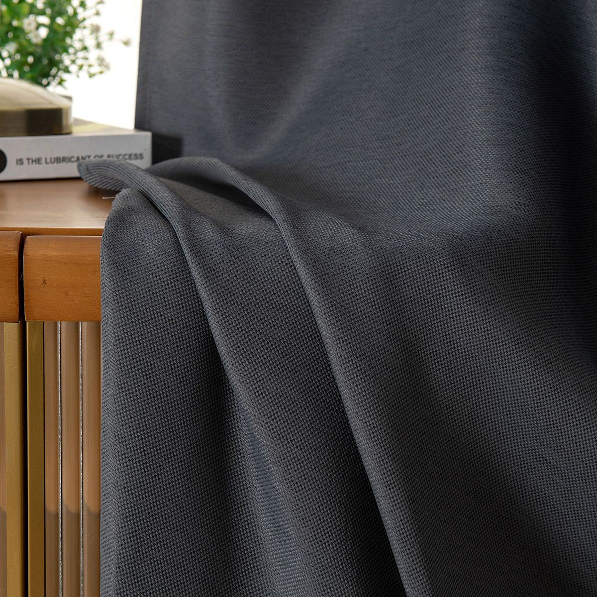 Beauty Home Κουρτίνα Blackout Jacquard σκίασης με 8 μεταλλικούς κρίκους Glare Art 8444 140x270 Ανθρακί - Image 12