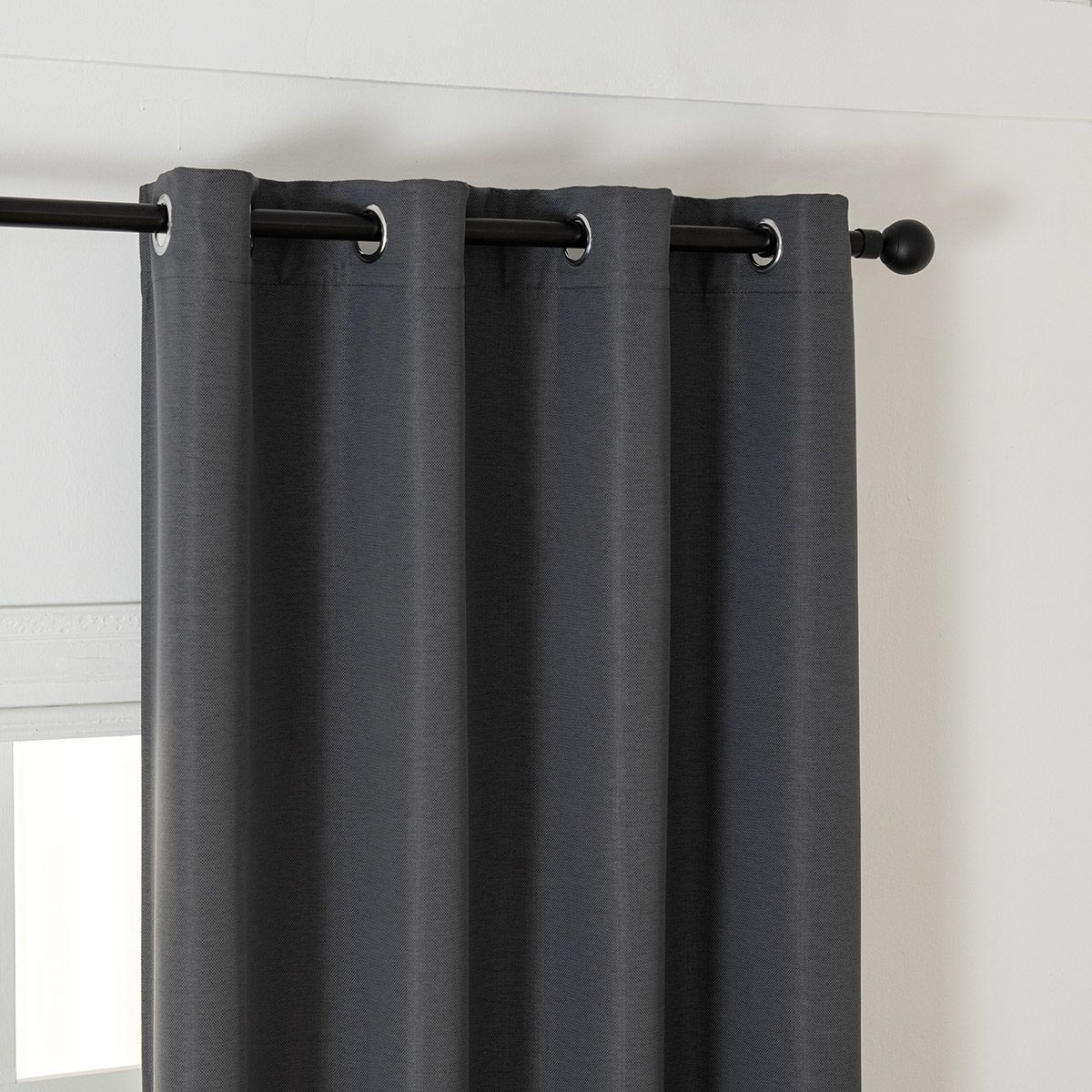 Beauty Home Κουρτίνα Blackout Jacquard σκίασης με 8 μεταλλικούς κρίκους Glare Art 8444 140x270 Ανθρακί - Image 4