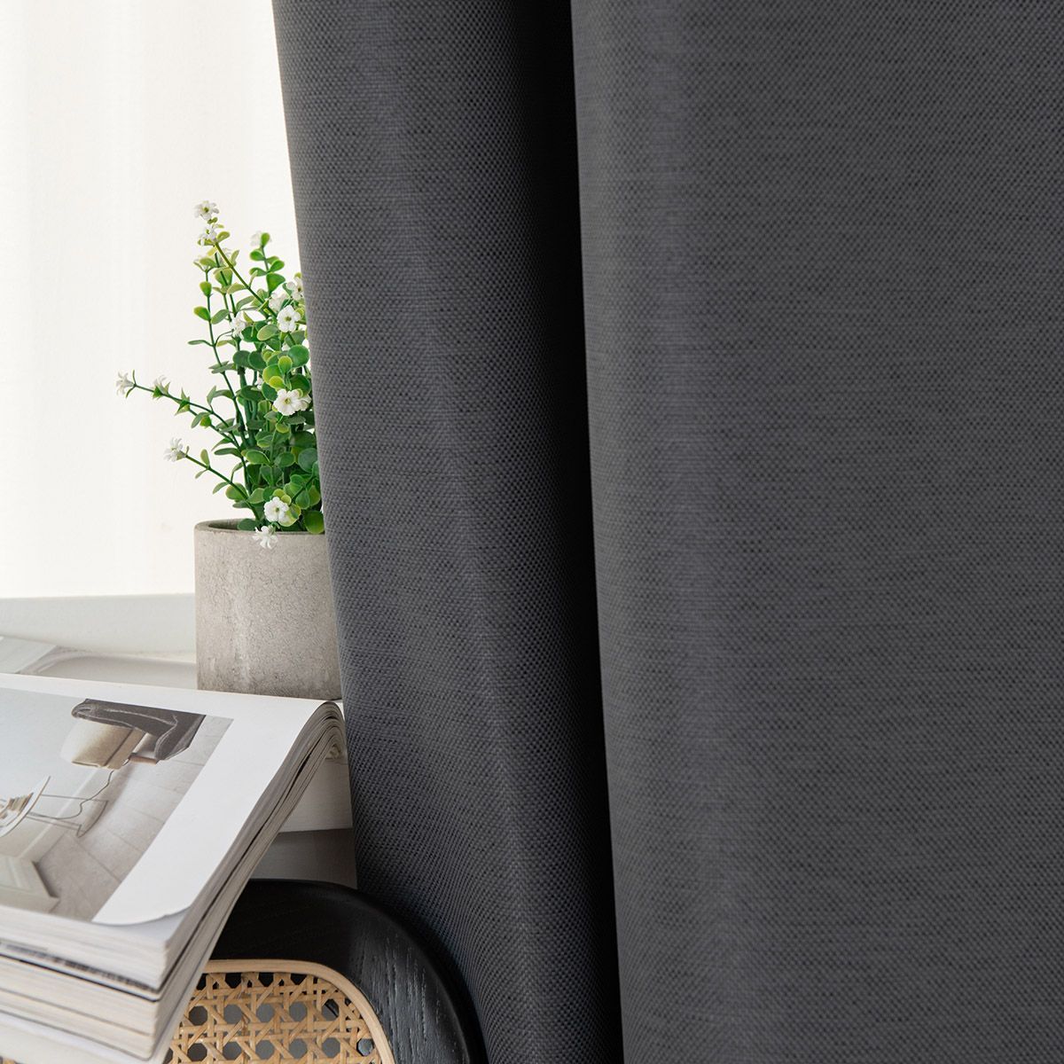 Beauty Home Κουρτίνα Blackout Jacquard σκίασης με 8 μεταλλικούς κρίκους Glare Art 8444 140x270 Ανθρακί - Image 7