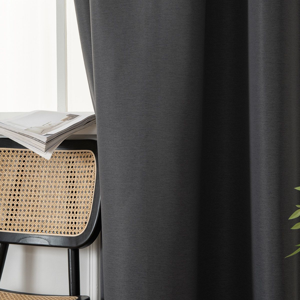 Beauty Home Κουρτίνα Blackout Jacquard σκίασης με 8 μεταλλικούς κρίκους Glare Art 8444 140x270 Ανθρακί - Image 8