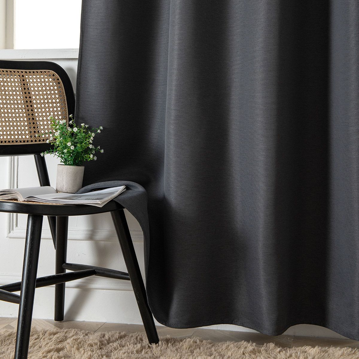 Beauty Home Κουρτίνα Blackout Jacquard σκίασης με 8 μεταλλικούς κρίκους Glare Art 8444 140x270 Ανθρακί - Image 9
