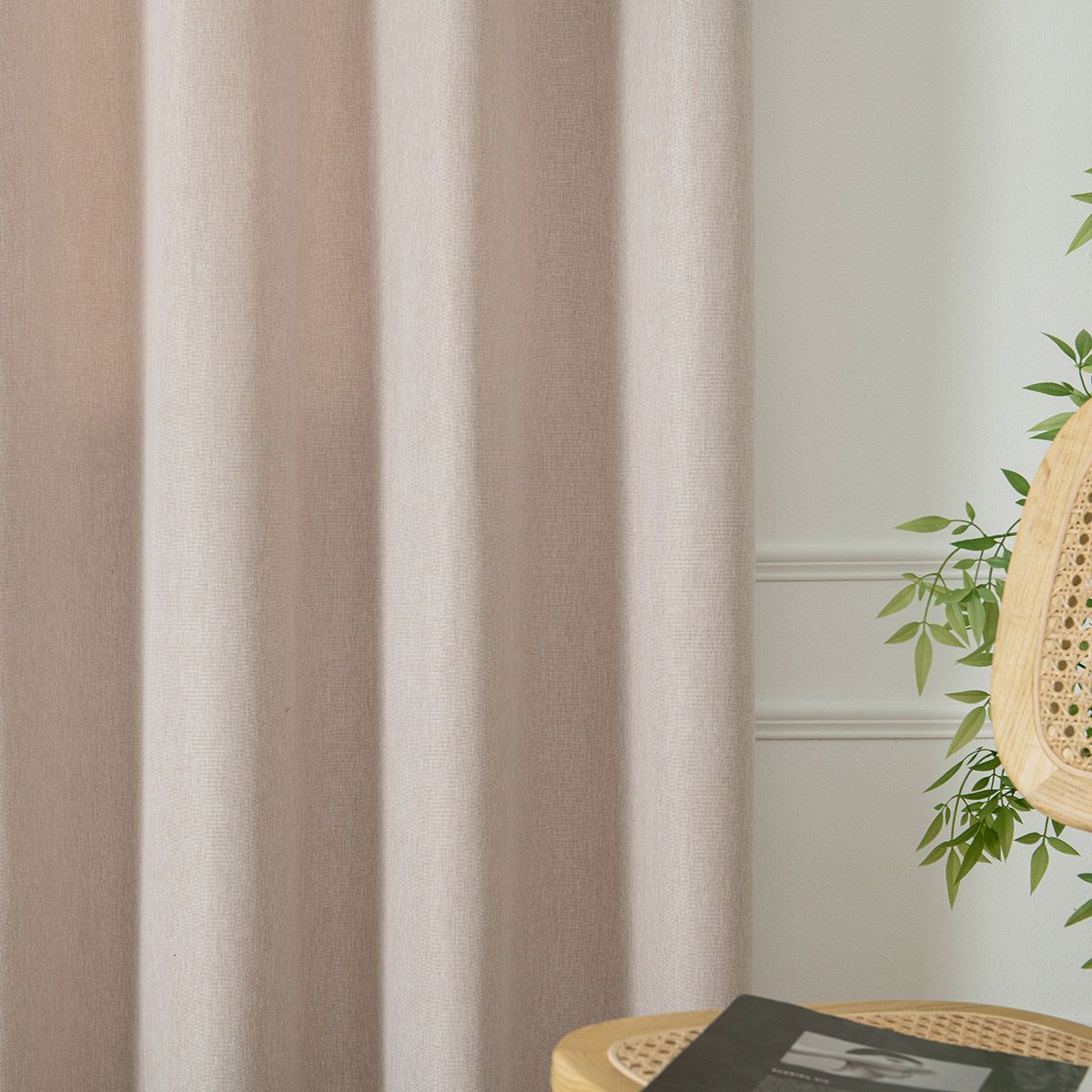 Beauty Home Κουρτίνα μεσαίας σκίασης με 8 μεταλλικούς κρίκους Illusion Art 8445 140x270 Μπεζ - Image 4