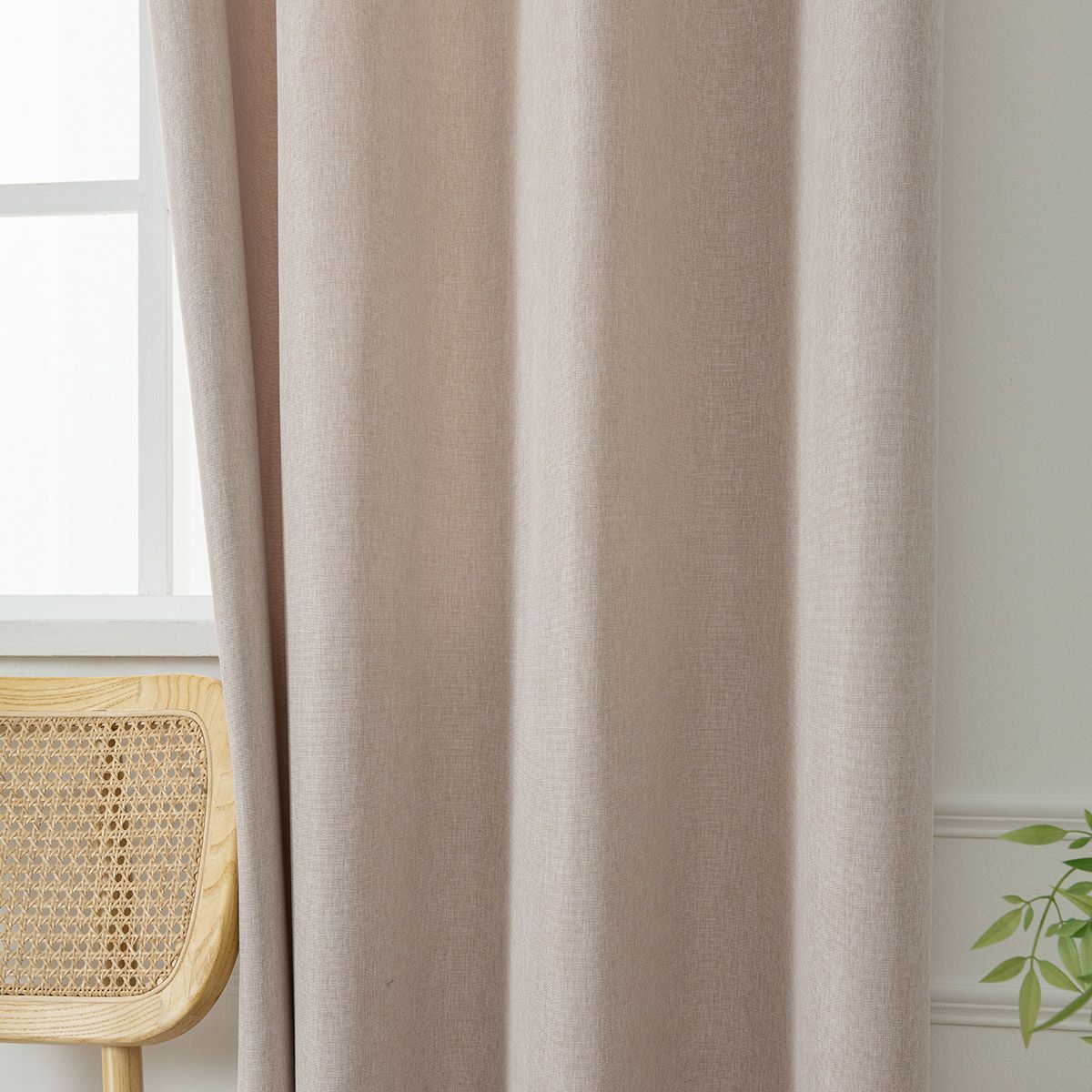 Beauty Home Κουρτίνα μεσαίας σκίασης με 8 μεταλλικούς κρίκους Illusion Art 8445 140x270 Μπεζ - Image 6